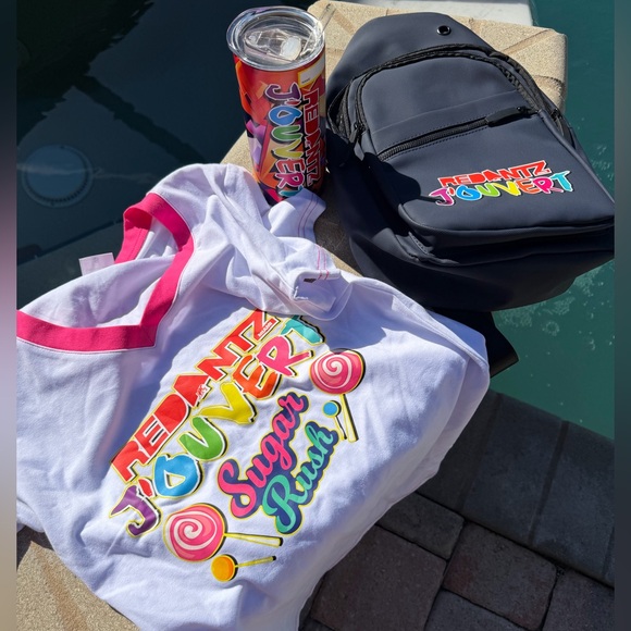 Colorful Jouvert T-Shirt (S)  Backpack and Mug Set